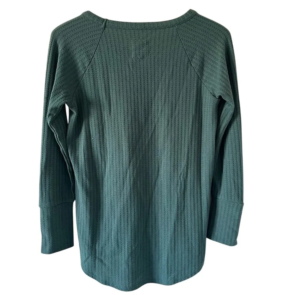 Chaser Green Thermal Waffle Knit Long Sleeve Top - Image 2