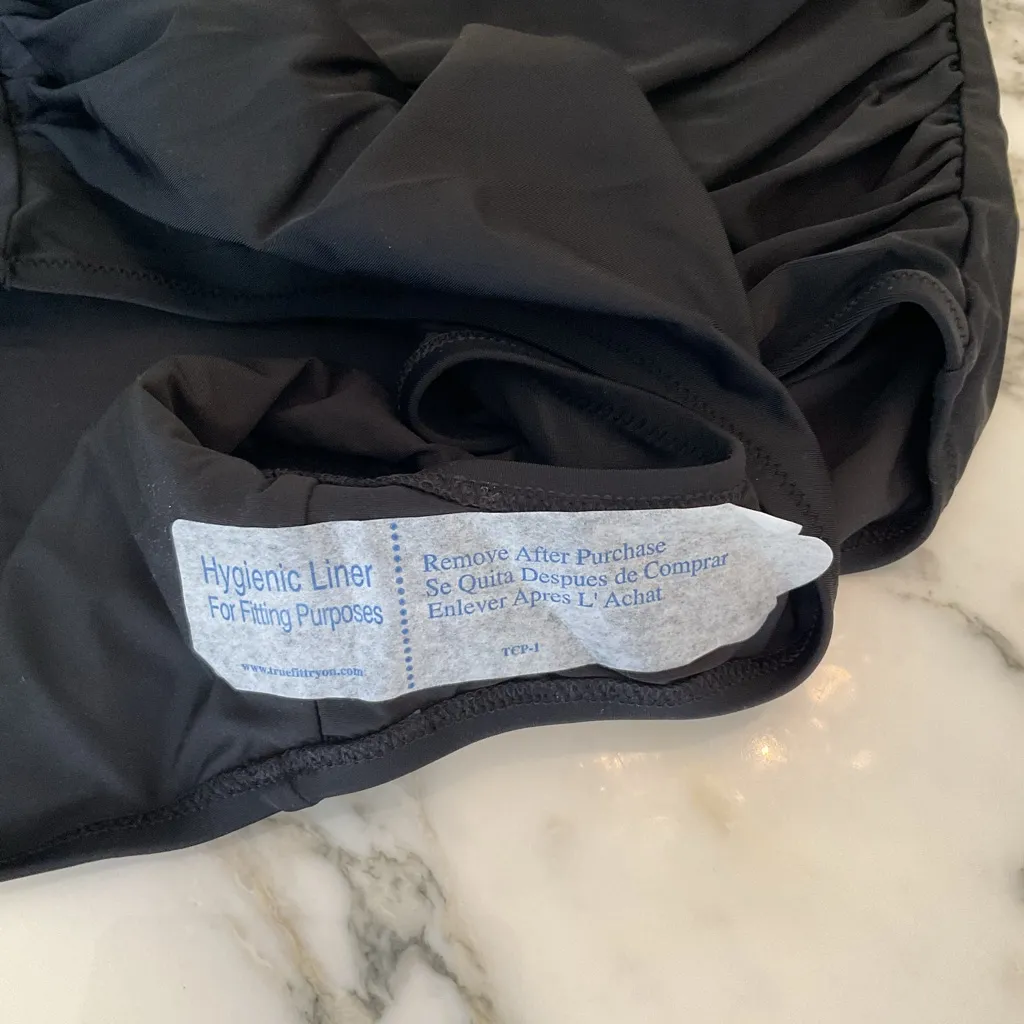 NWT J Crew Ruched Swimsuit Reg Rise Sz L One Shoulder Shelf Bra Black w Liner Size L - Image 11