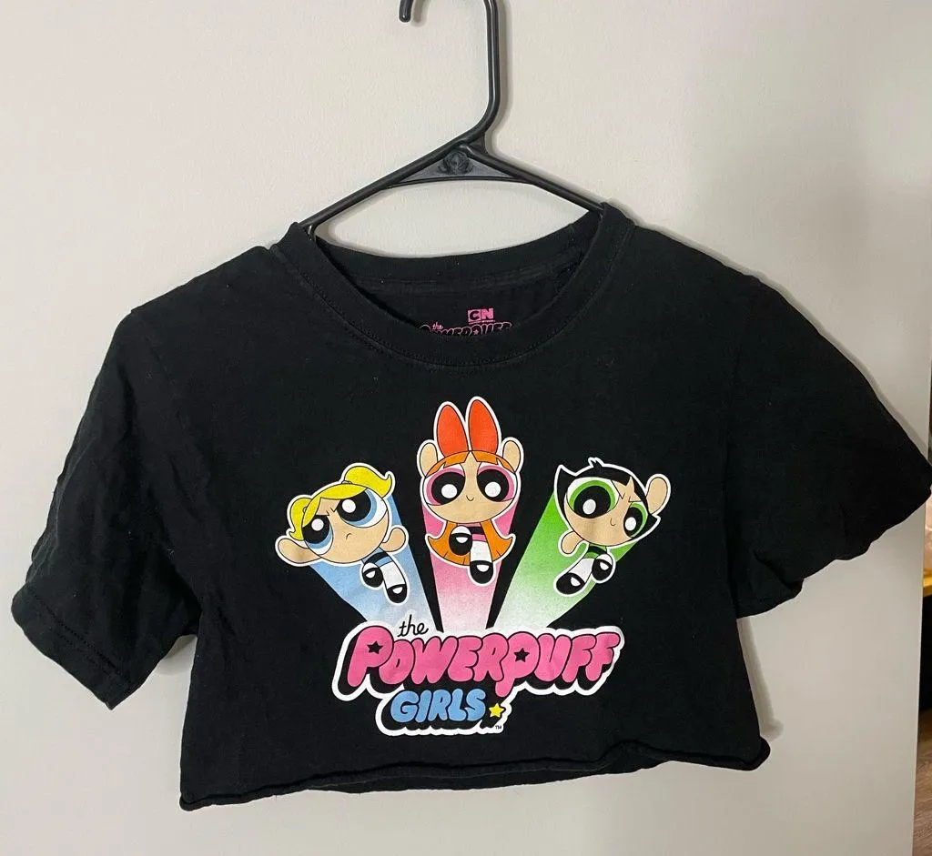 Cartoon Network Powerpuff Girls Black Crop Top Tee Excellent Condition - Image 1