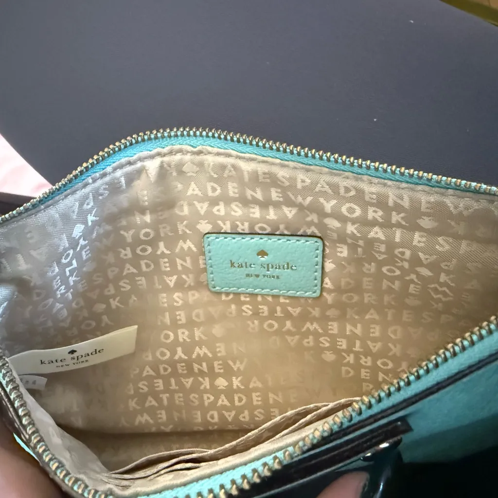 Kate Spade Light Blue Leather Wristlet/Clutch - Image 3
