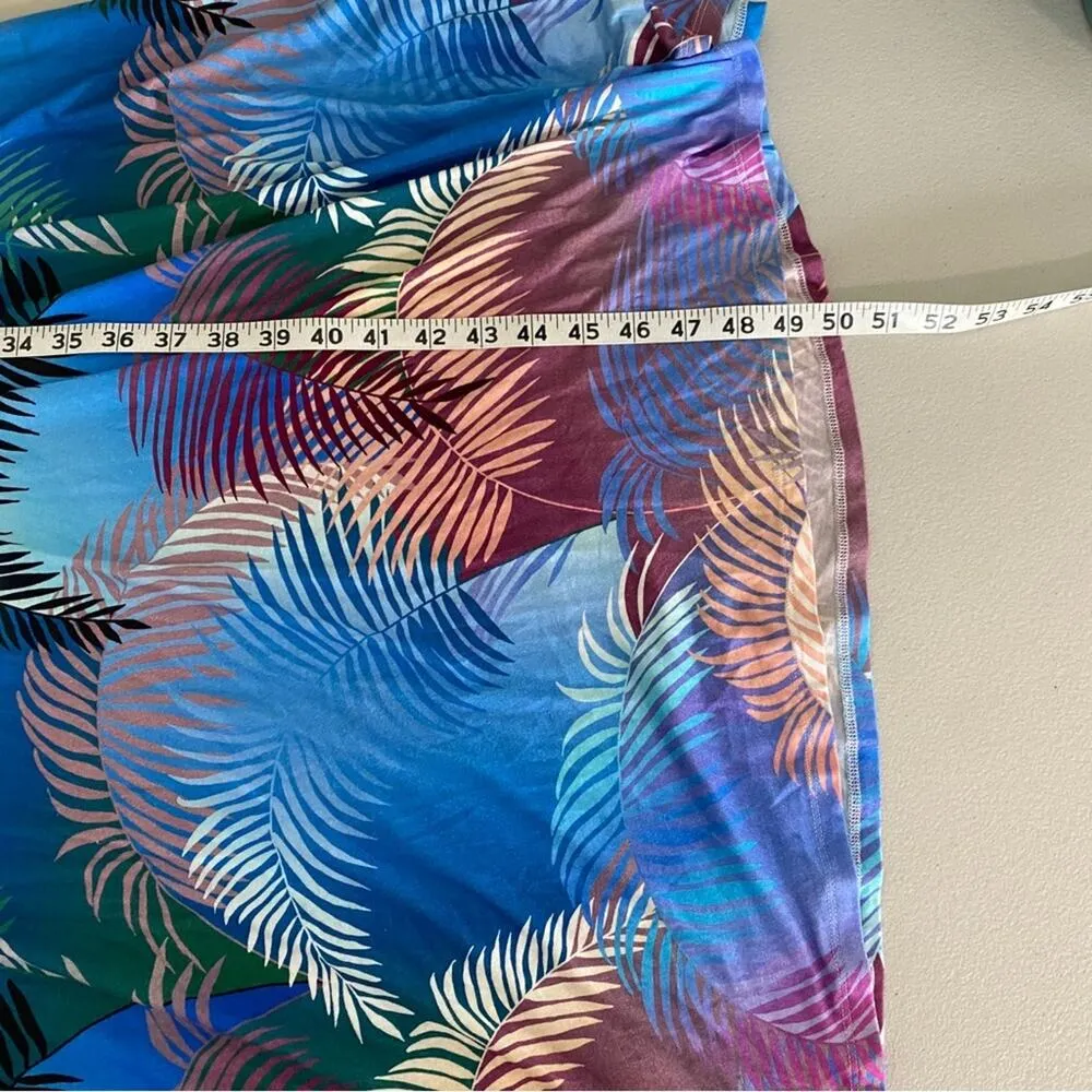 Soft Surroundings Anya Blue Tropical Palm Tree Leaves Twist Front Maxi Dress 3X - Image 8