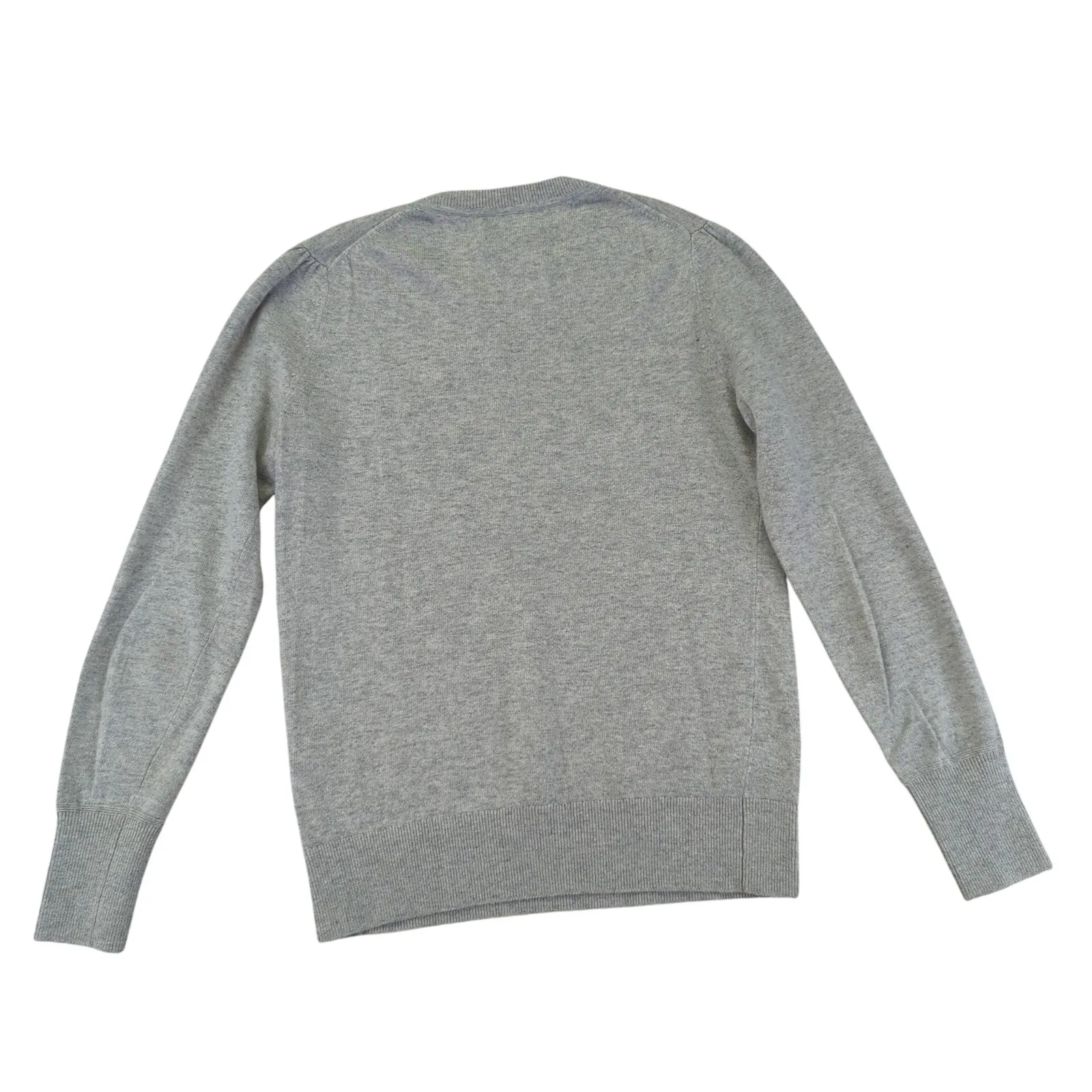 Banana Republic Womens Gray Puff Sleeve Crewneck Sweater Fine Italian Yarn Small - Image 2