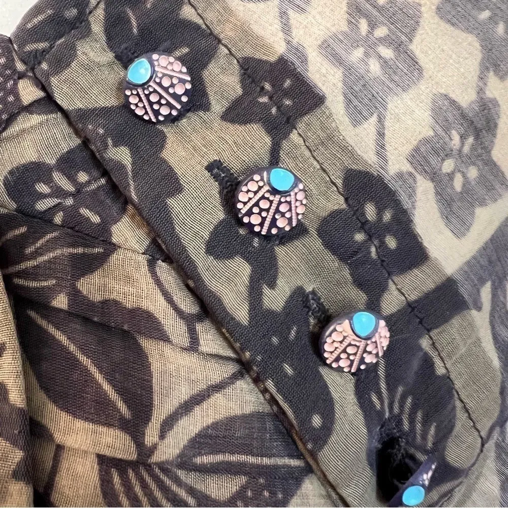 Anthropologie Edmé & Esyllte Floral Blouse Romanticcore Style 28275215 Size 0 Brown - Image 6