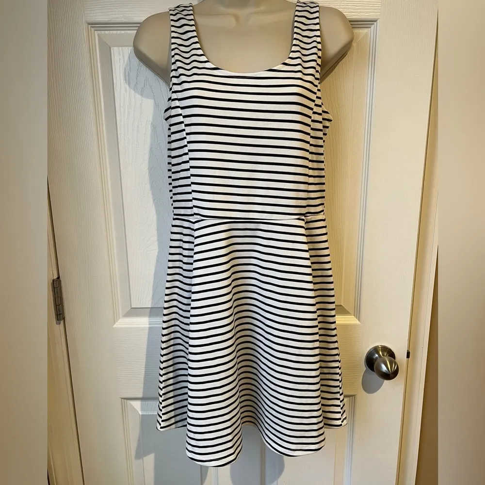 Divided by‎ H&M Black White Striped Fit and Flare Dress Size 12 - Image 6