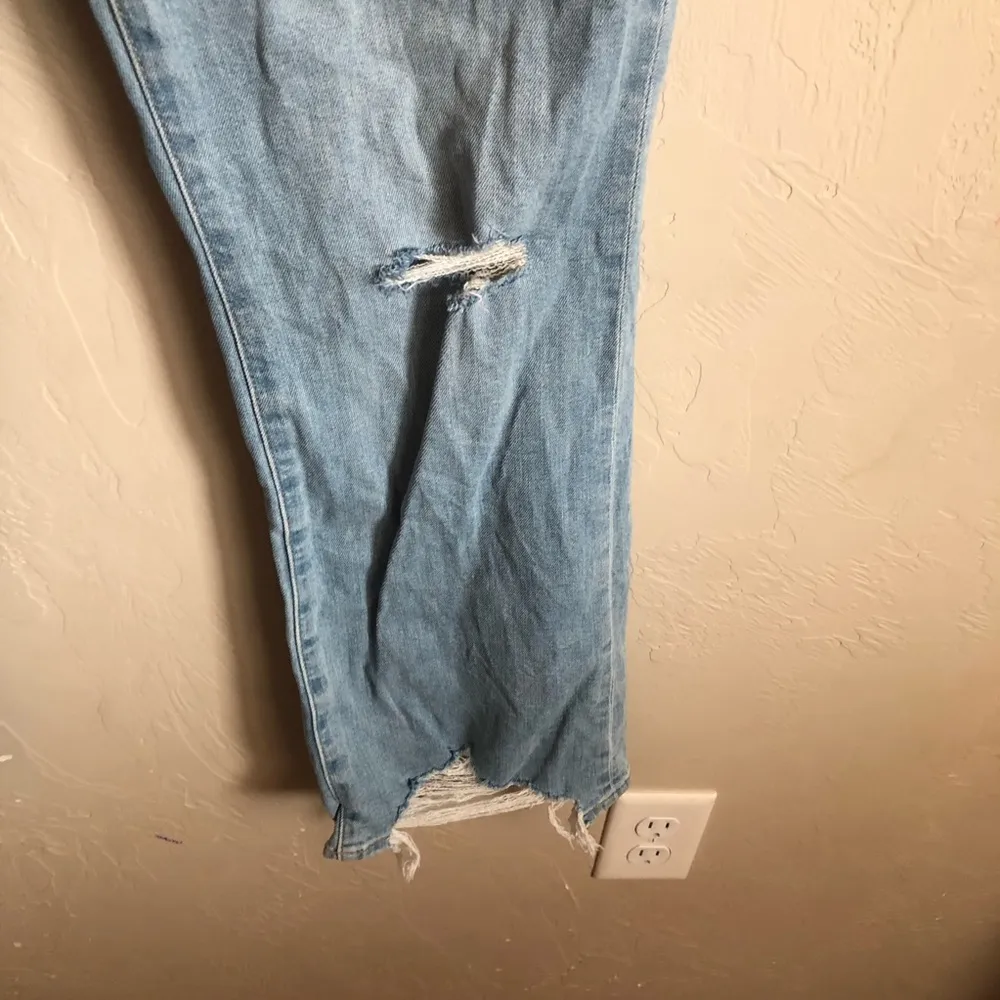 Uniqlo High Rise Skinny Distressed Flare Raw Hem Jeans - Image 3