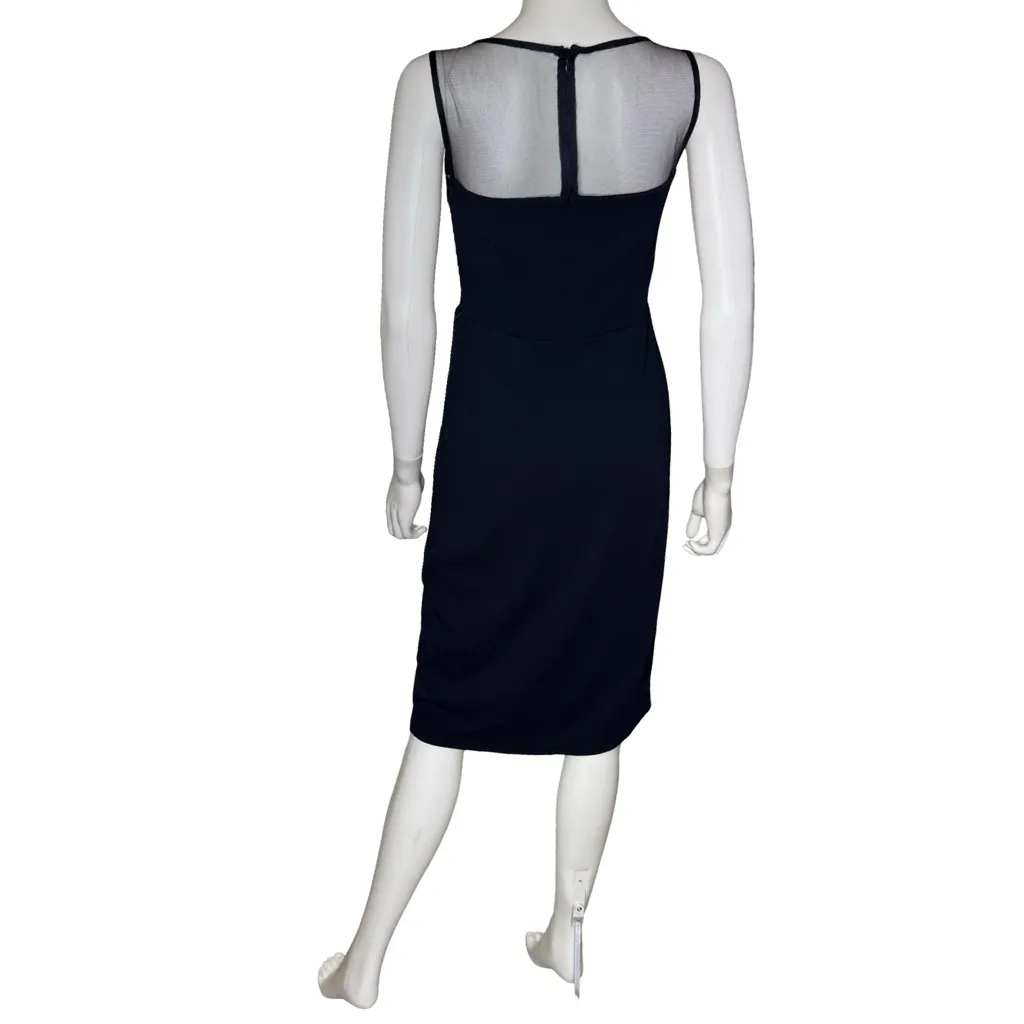 Adrianna Papell Women’s Draped Crepe Illusion Dress Navy Sz 2 - Image 5