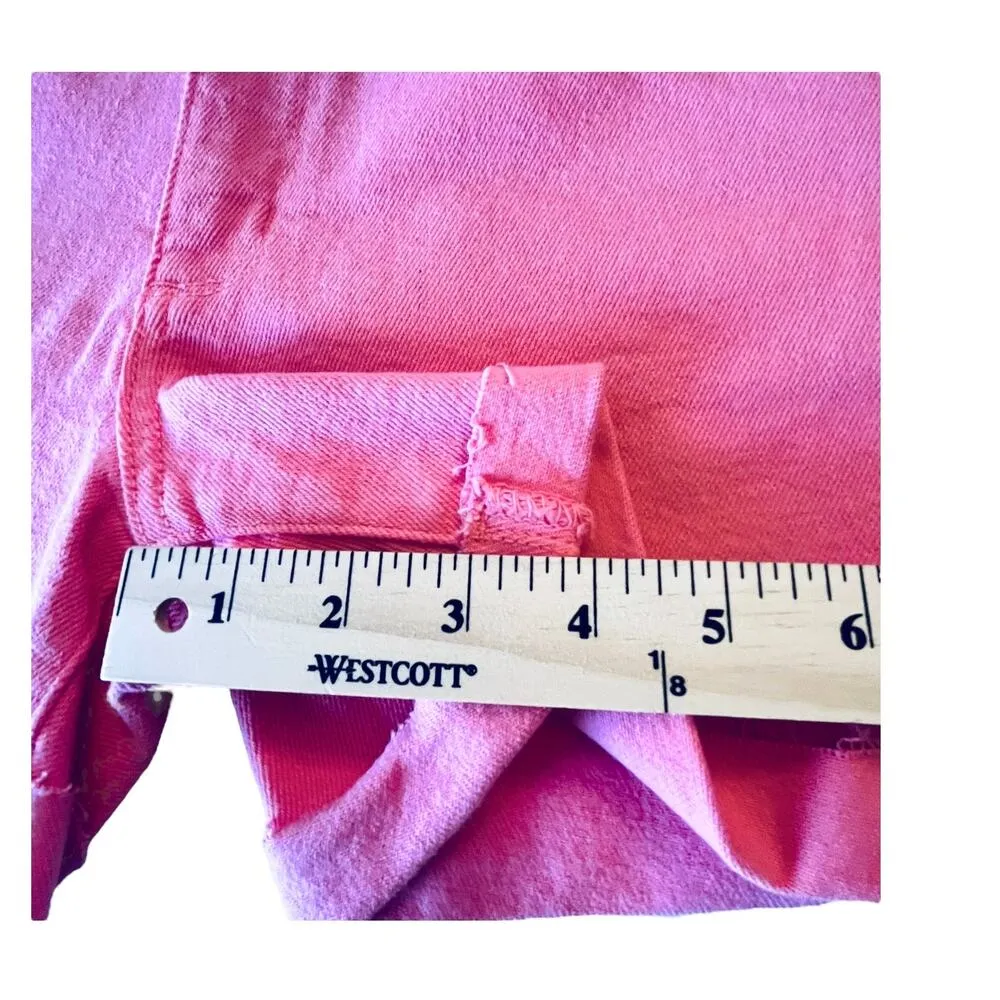 NEW JUST USA Cuffed Mid Rise Denim SHORTS Women's 27/4 Pink Fruit Punch Raw Edge - Image 6