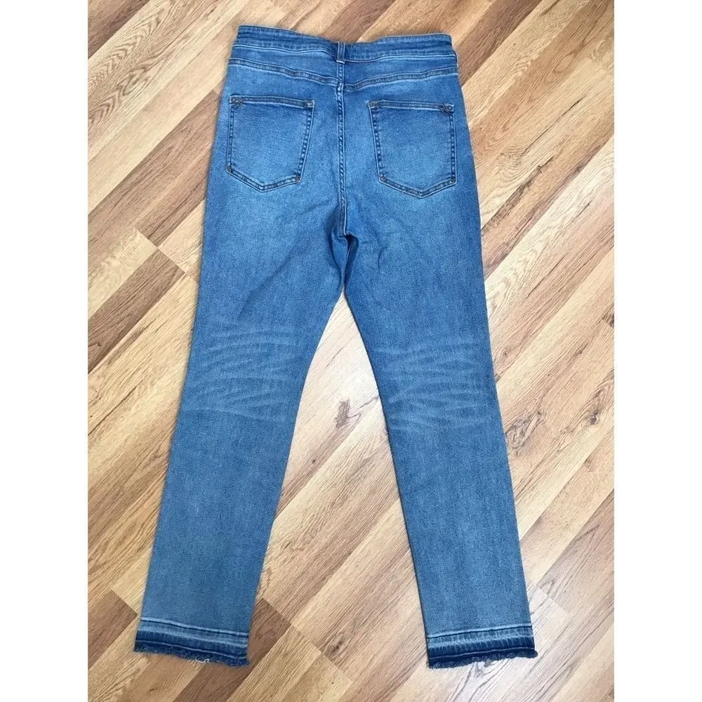 PILCRO High Rise Cigarette Jean Size 31 Slim Straight Leg High Waist Raw Hem - Image 3