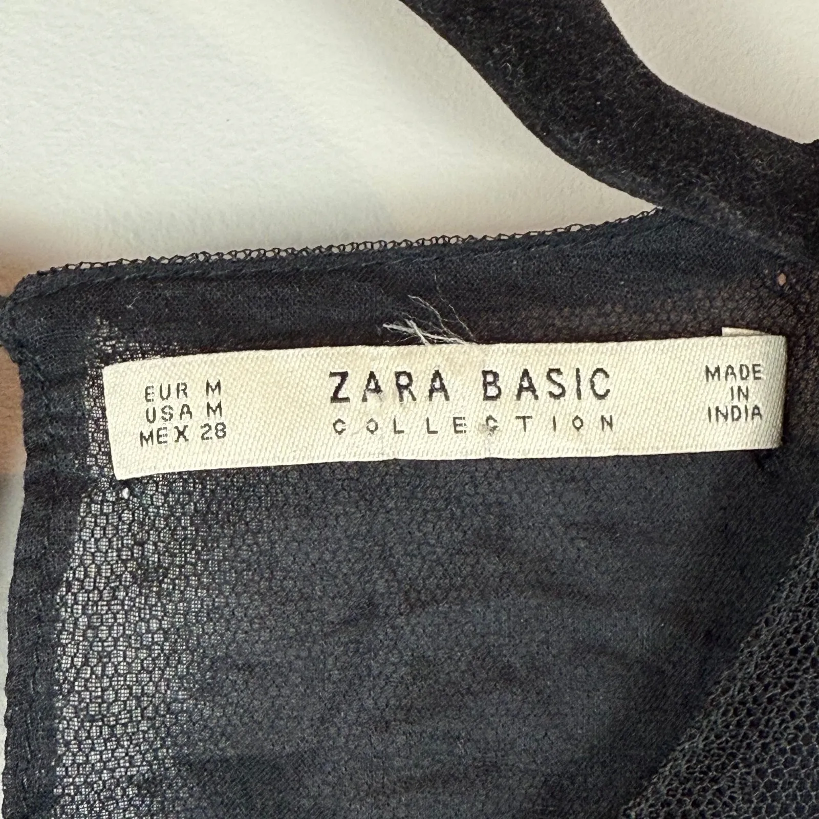 Zara‎ Top Women's Medium Black Floral Embroidery Mesh Blouse Boho Festival Bloom - Image 4