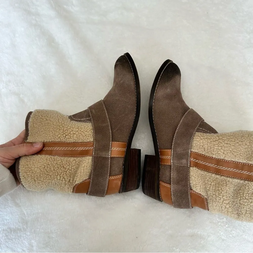 Kelsi Dagger Leather Sherpa Booties Size 8 - Image 10