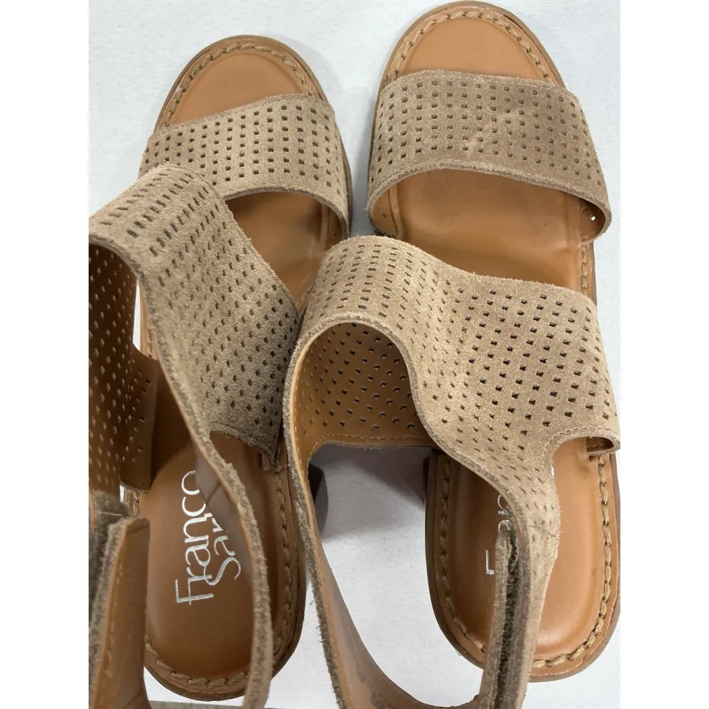 Womans Franco Sarto Delores Sandals 7.5 M Brown Vented Open Toe Slingback Heel - Image 6