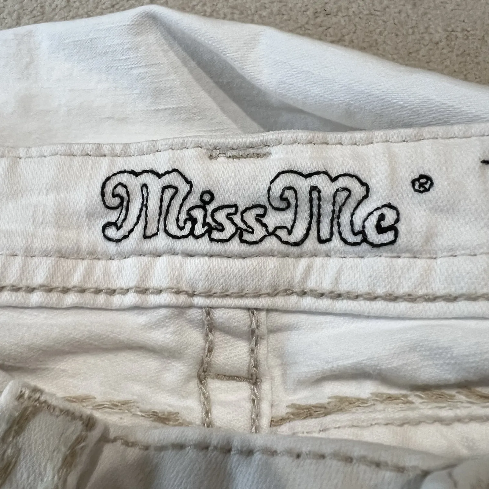 Miss‎ Me Jeans White Signature Boot Bead Rhinestone Western Boho Coastal - Image 7