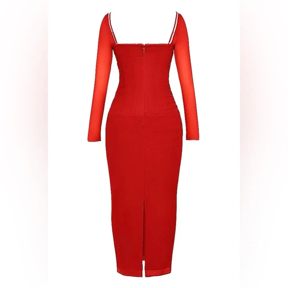 House of CB Katarina Scarlet Long Sleeve Maxi Dress - Image 3