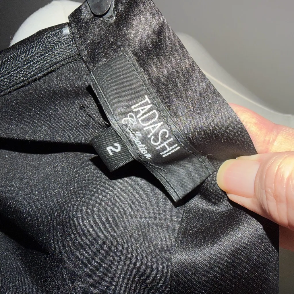 Tadashi Collection Skirt Maxi Floor Length Satin Party Formal Event Prom Black - Image 12