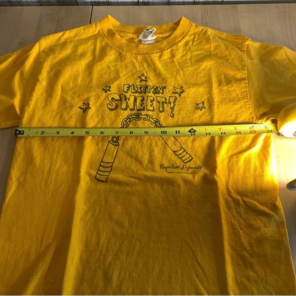 Napoleon Dynamite 2004 Promo “Flippin Sweet!” T shirt Yellow size small - Image 5