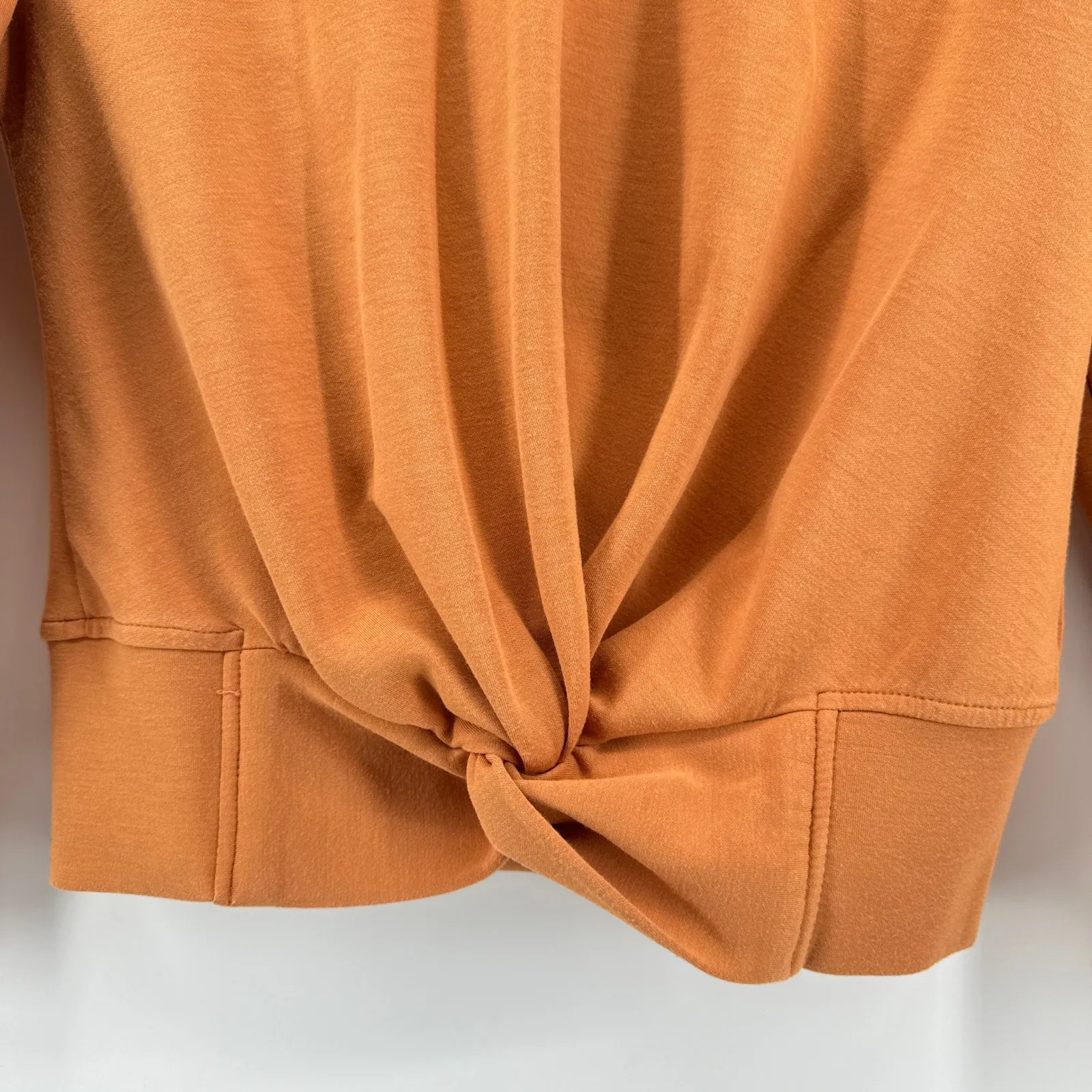 MAGASCHONI Long-Sleeve Scuba Twisted-Front Top Sweatshirt Size XS Rust - Image 2