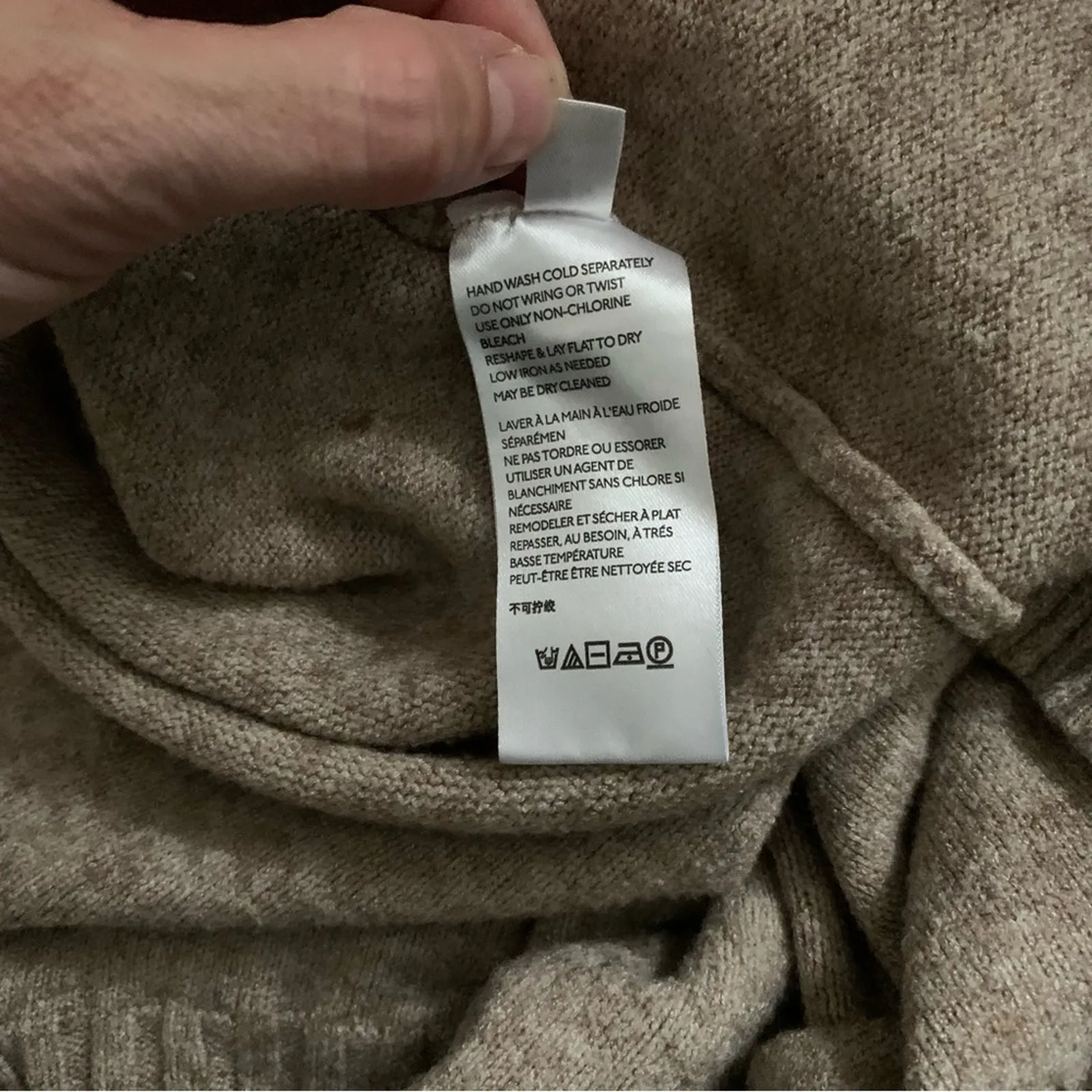 Anthropologie Light Brown Mock Neck Sweater Women’s M Soft Classic Neutral - Image 4