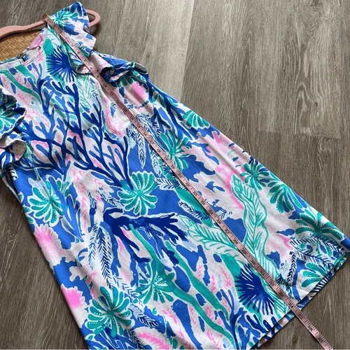 Lilly pulitzer esmeralda dress in jet stream ruffle‎ sleeves women's size S - Image 4