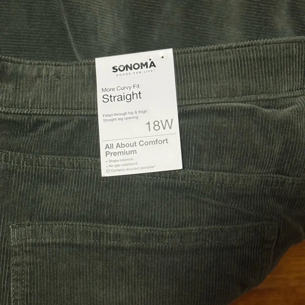 Sonoma Women’s Dark Green Corduroy Pants - Image 8