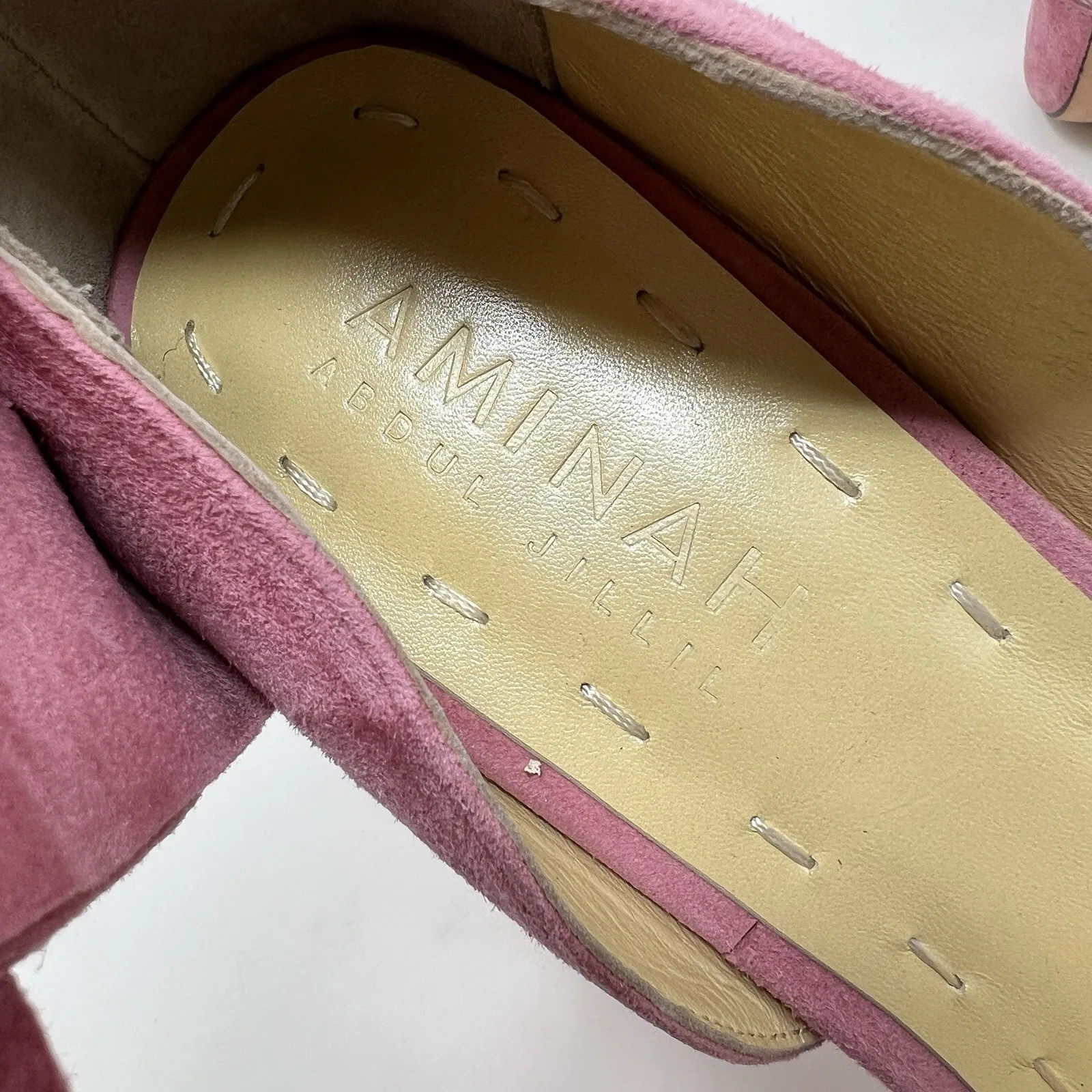Aminah Abdul Jillil Pink Suede Bow Pumps Stiletto Heels‎ Pointed Toe Size 11 - Image 11