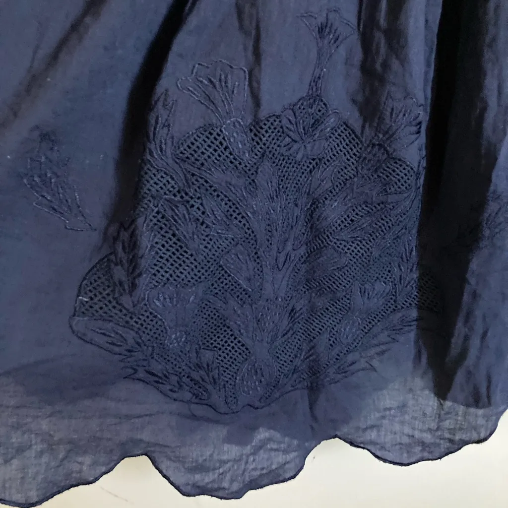 🌞Raviya Navy Elastic Bodice Halter Top Floral Design Mini Swim Cover Up A Blue Size M - Image 4