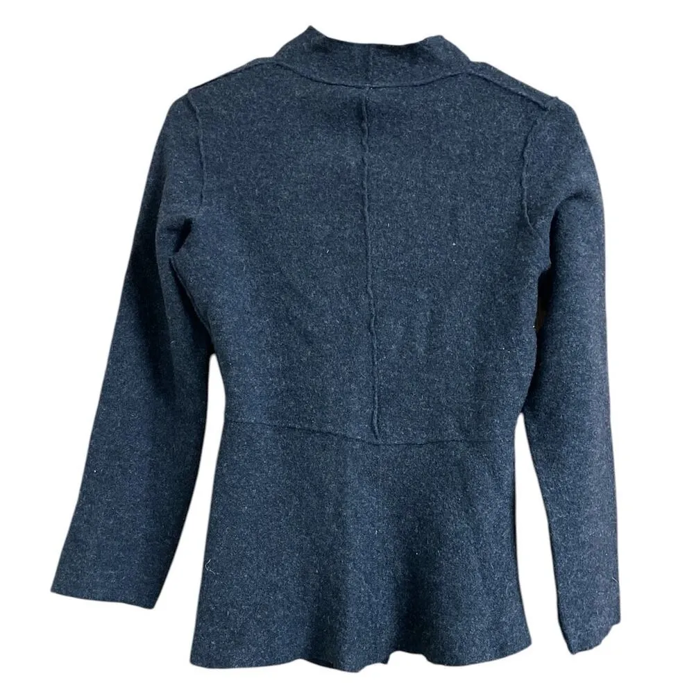 Eileen Fisher Petite Charcoal 100% Merino Wool Asymmetrical Zip Jacket P - Image 4