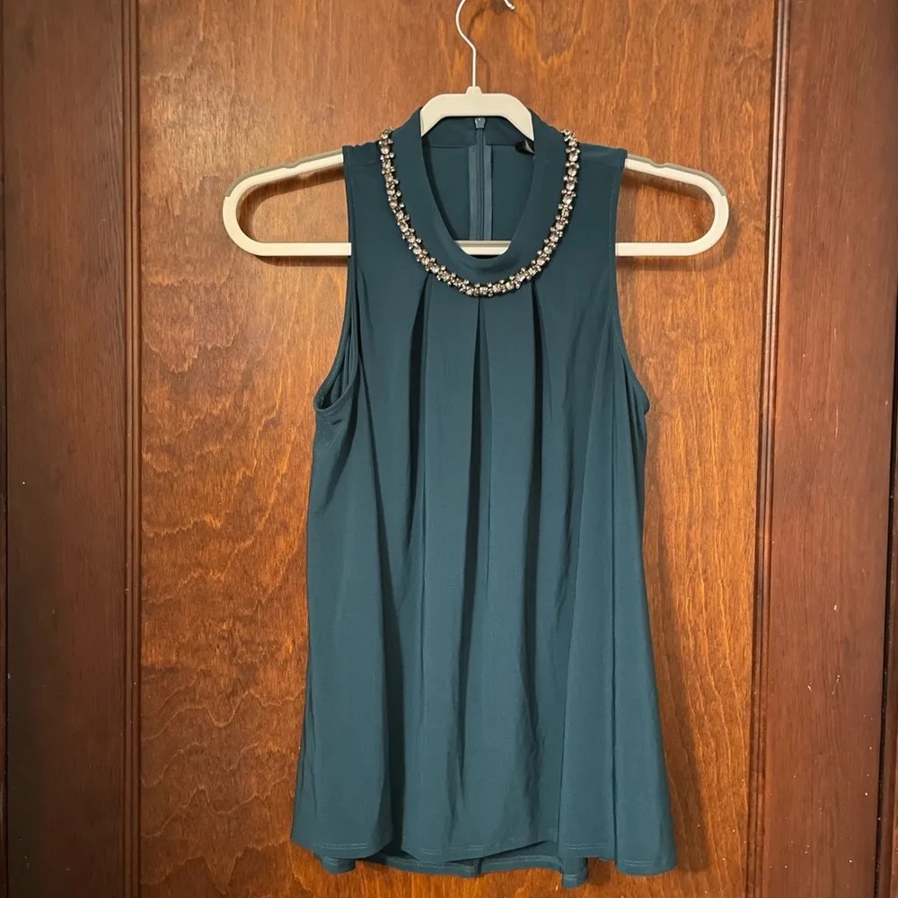 Robert Rodriguez Teal Embellished Collar Blouse - Image 2