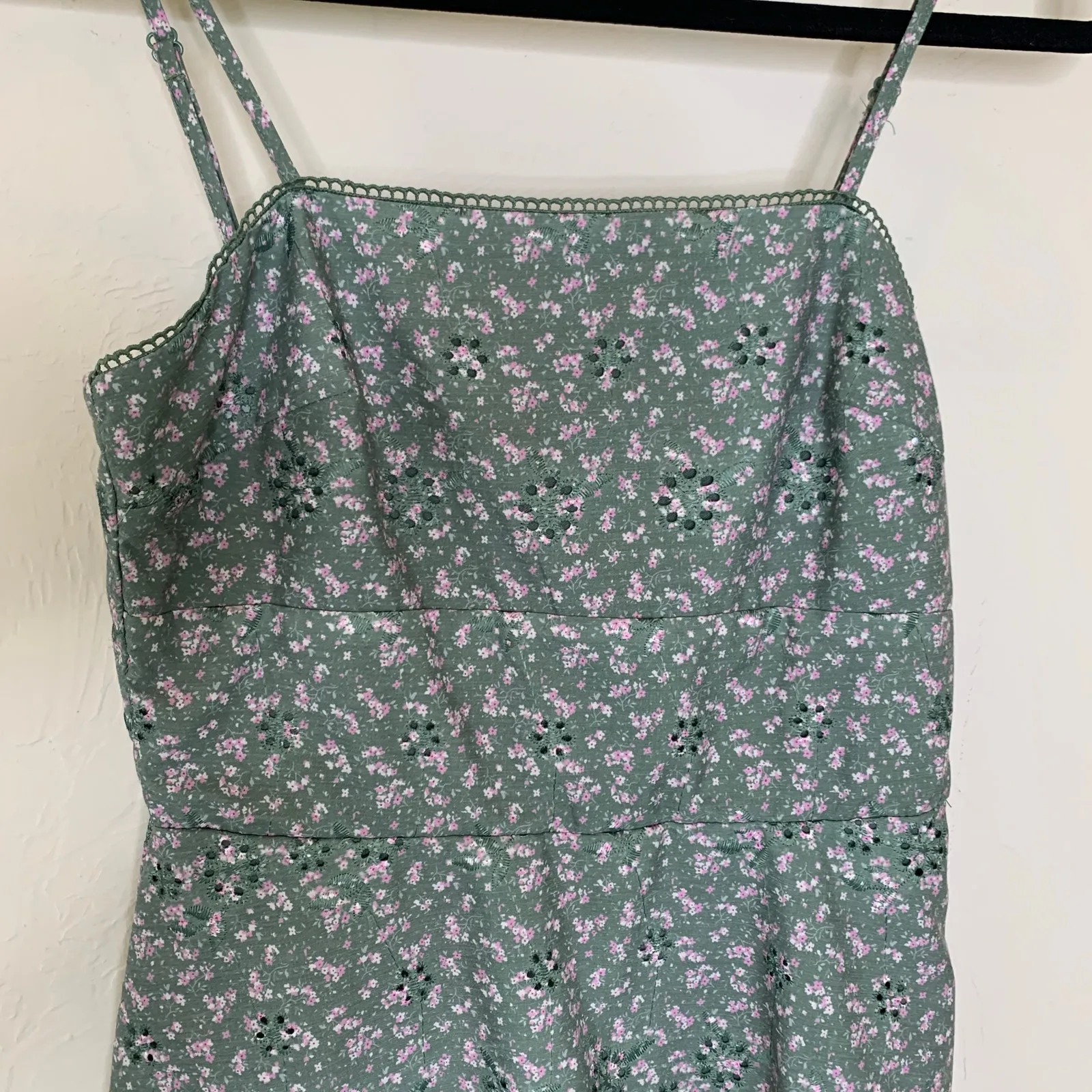 Altar'd State Sage Green Floral A Line Dress Ruffle Sz XS - Image 7