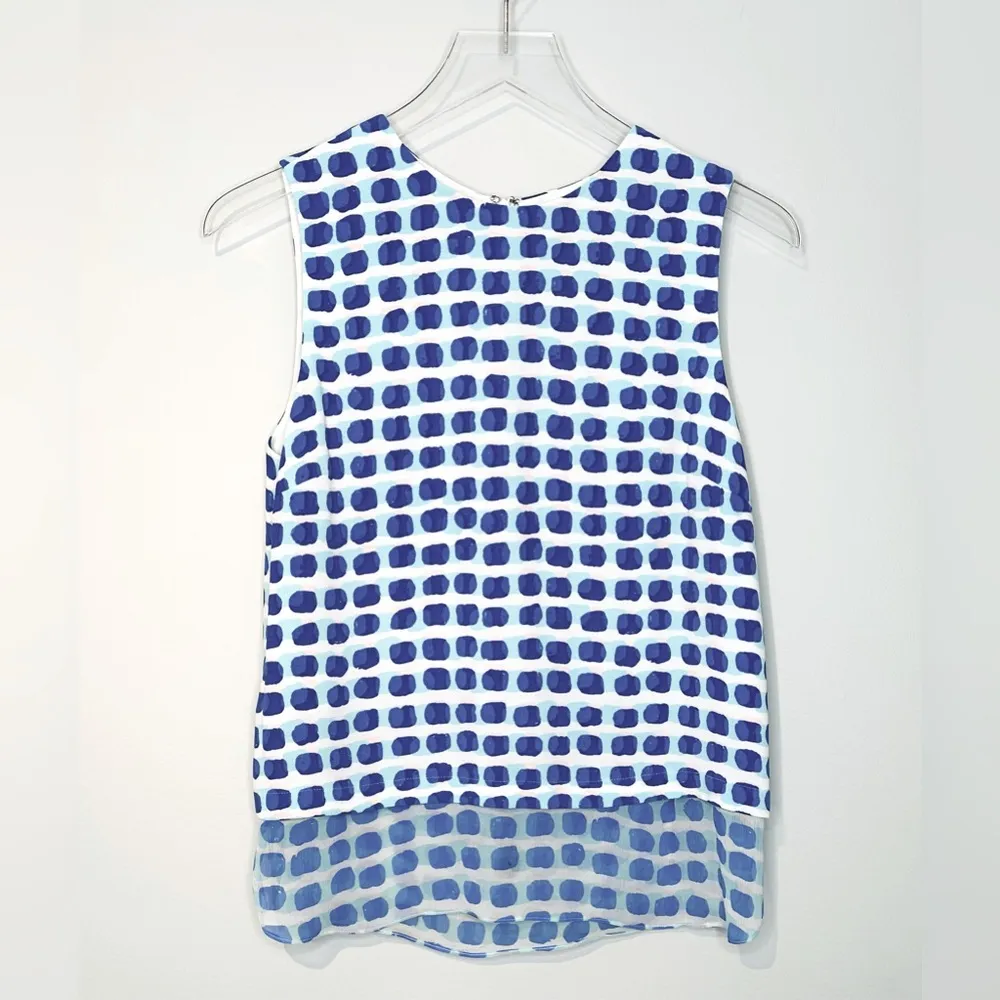 Kate Spade Island Stamp Breath of Fresh Air Layered Blue Print Top Shirt Blouse - Image 2