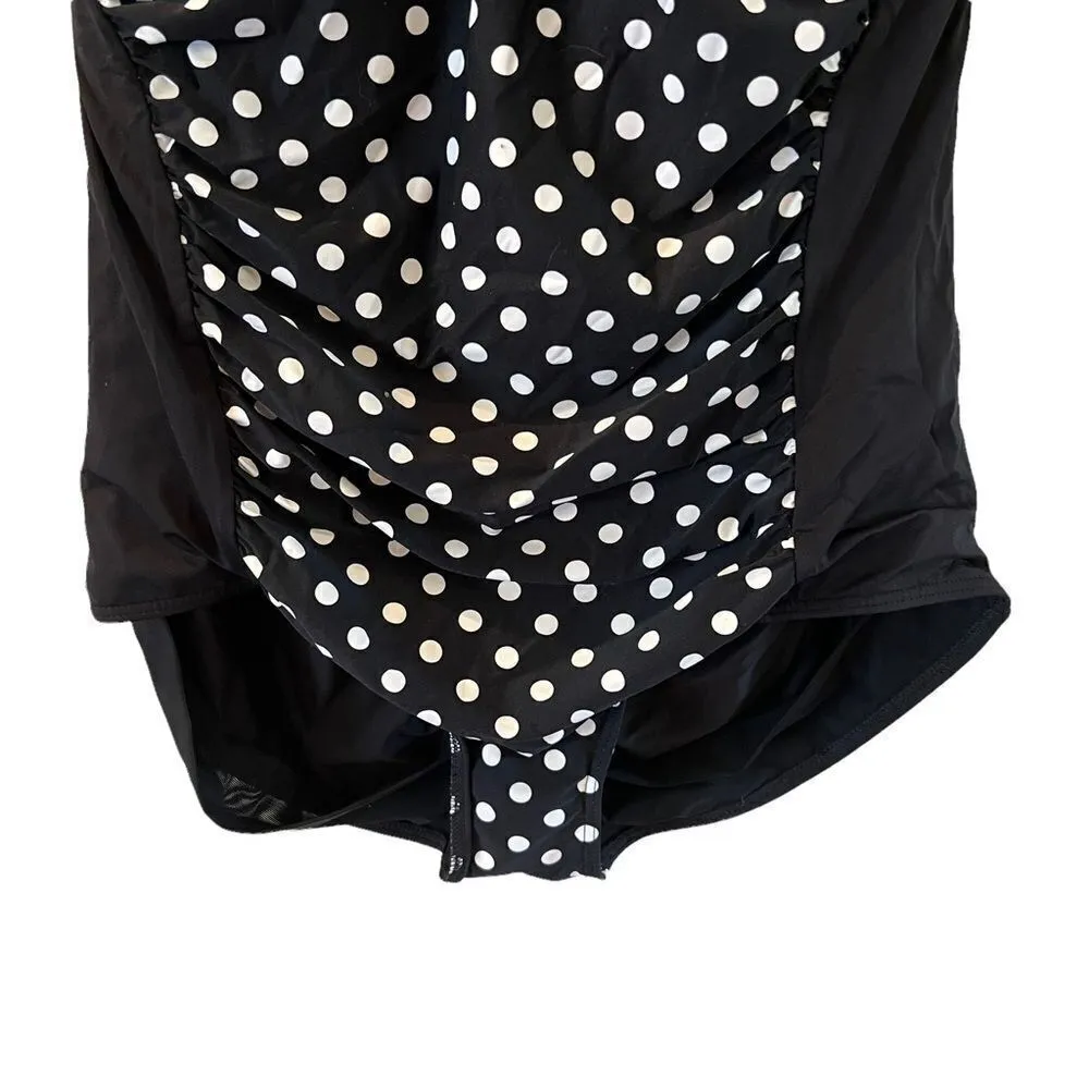 Magicsculpt Retro polkadot one piece Colorblock swimsuit NWT Black Size 14 - Image 3