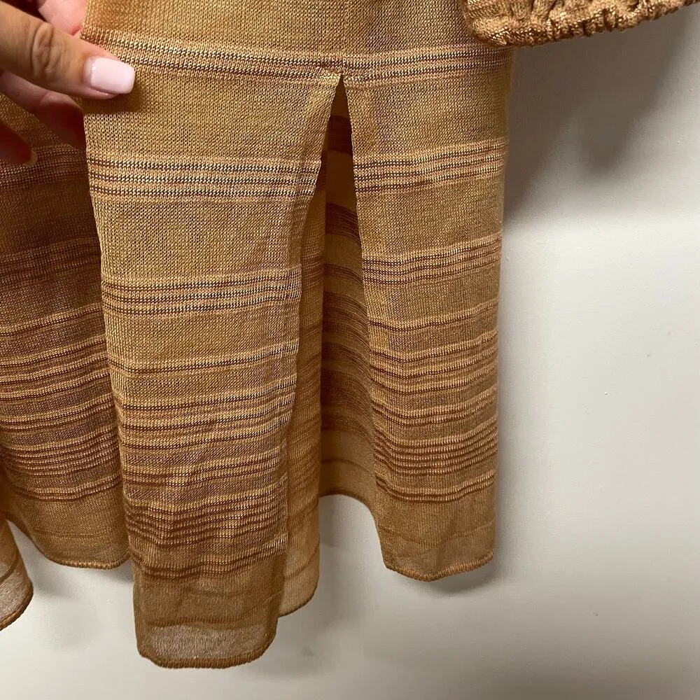 Misook Women Jacquard Stripe Balloon Sleeve Sweater Tunic Dress Side Slit Medium - Image 5