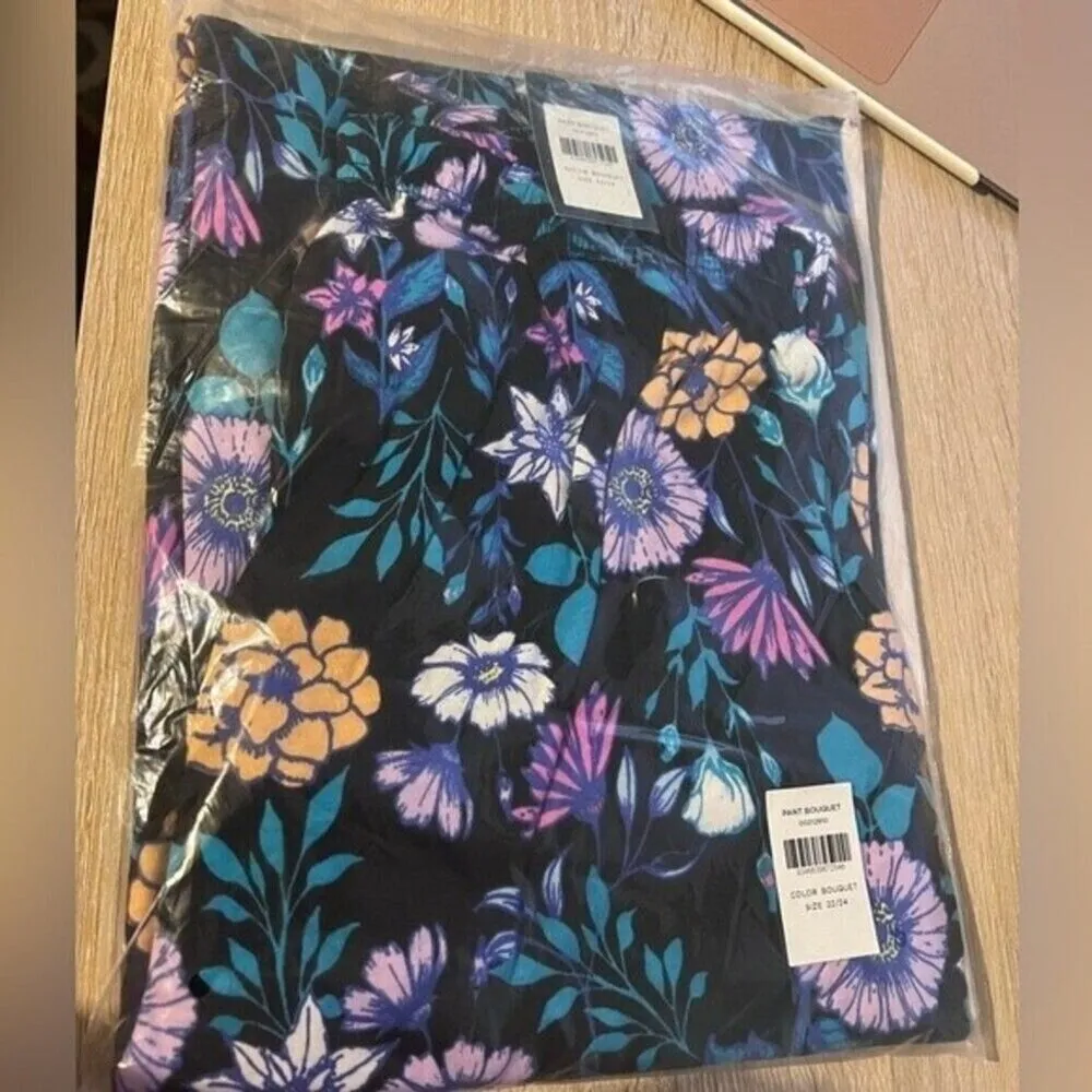 Print Sleep Bottoms women pajama pant blue floral casual plus 22/24. - Image 5