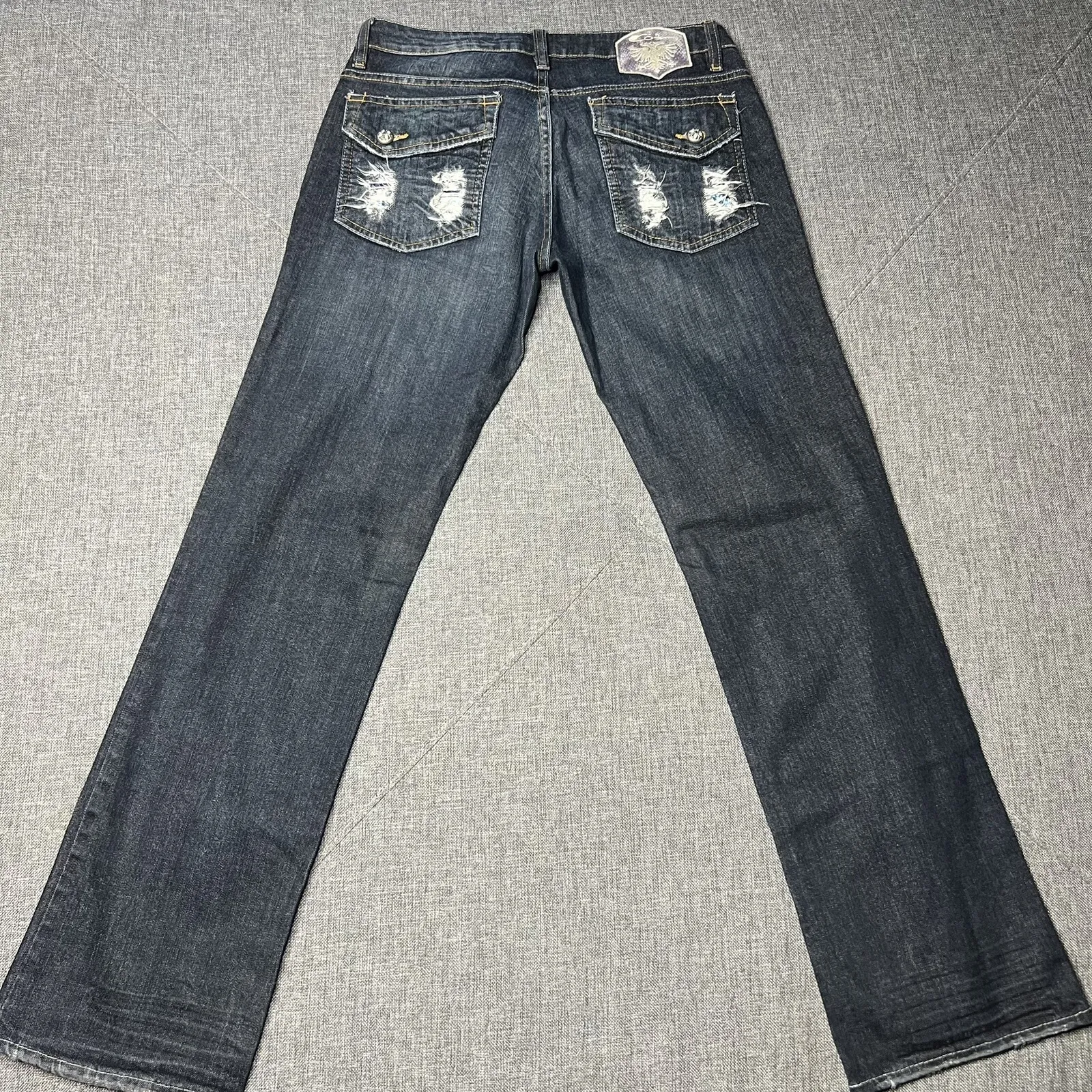 CO2 Premium Y2K Low Rise Distressed Flap Pocket Jeans Women's 30 Bootcut 31" Blue - Image 3