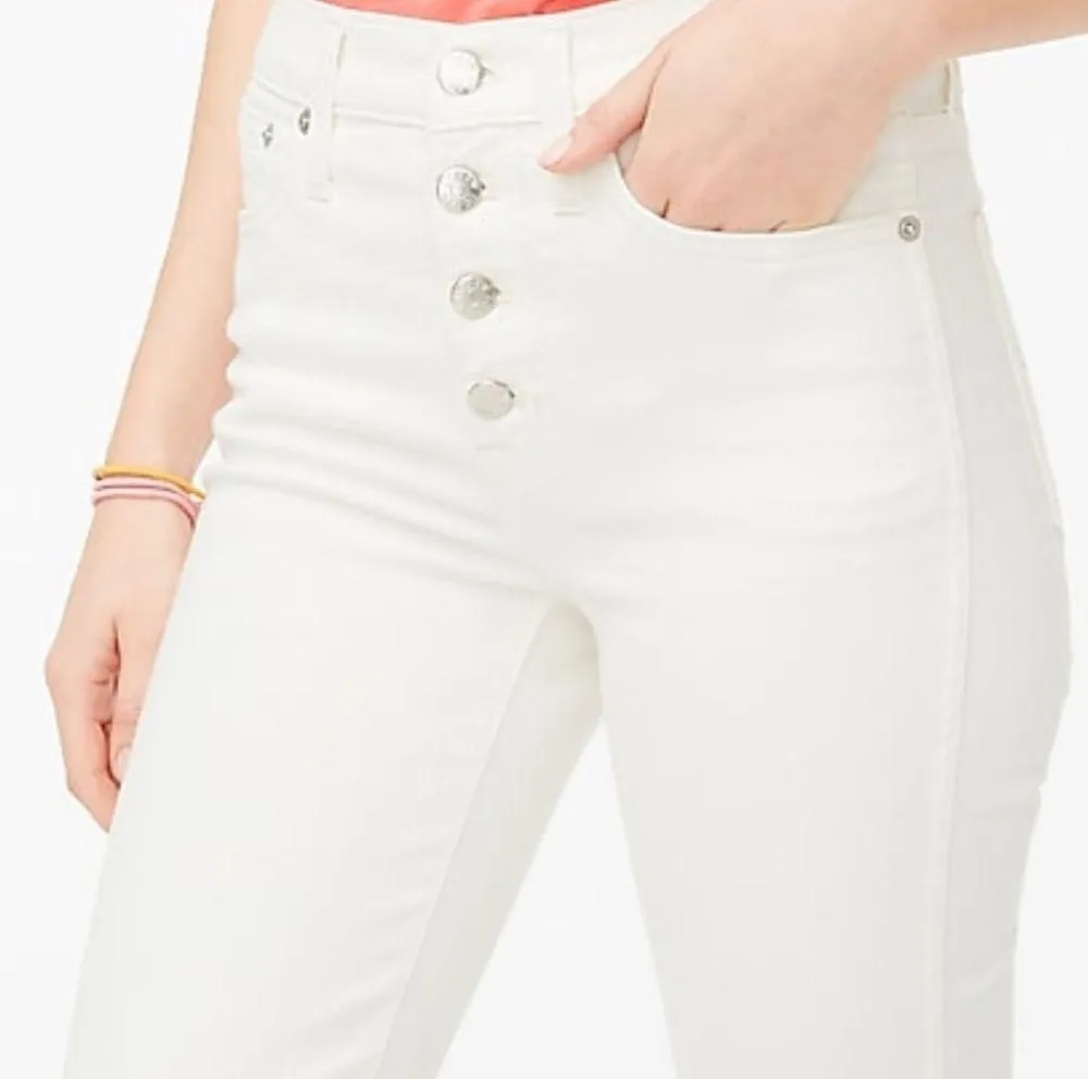 J Crew High Rise Vintage Straight Raw Hem Button Fly Denim - Image 3