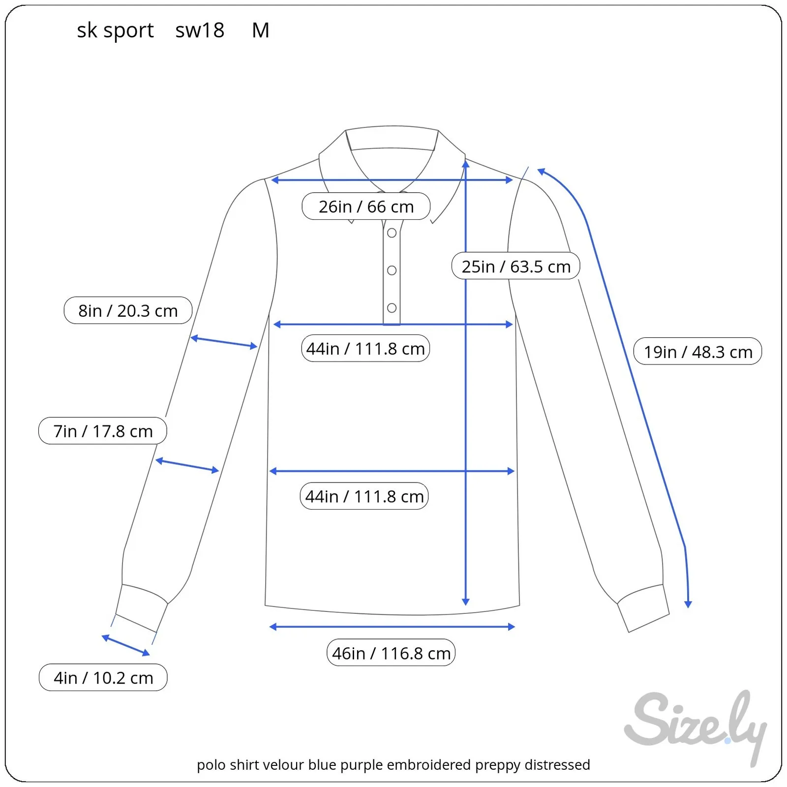 polo shirt velour blue purple embroidered preppy distressed Size M - Image 2