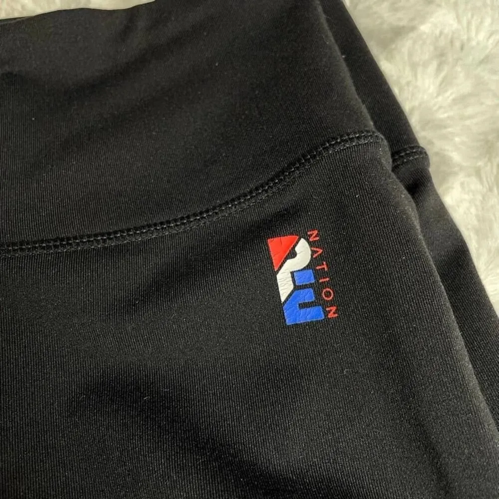 P.E Nation Leggings‎ Black White Blue Stripe Athletic Workout Pants Women M Size M - Image 2