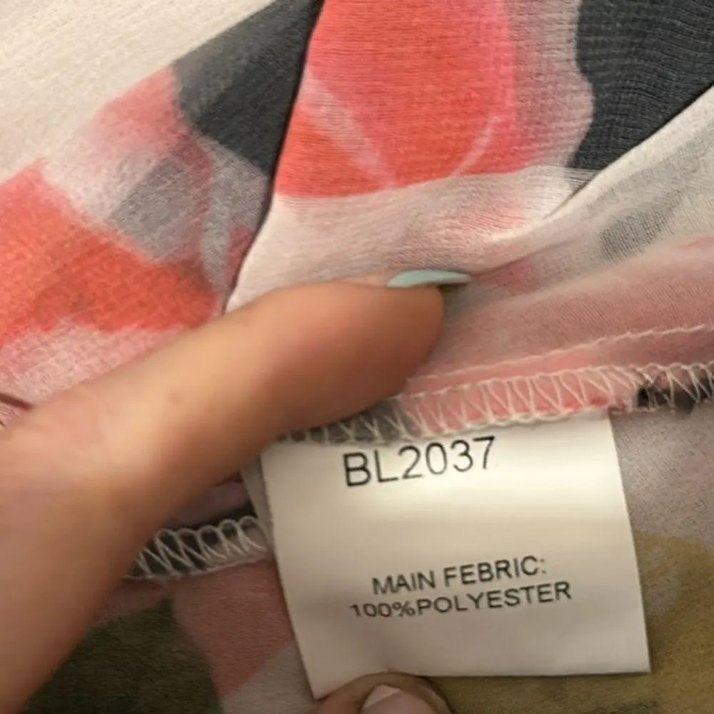 T.O.V. Multicolor Floral Striped Collared Button Up Sheer Blouse RARE 42 Euro L Size L - Image 31