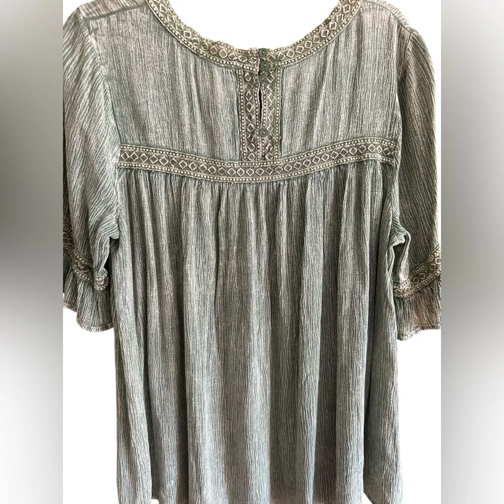 Easel Sage Textured Knit Monochromatic Minimalist Boho Hippie Lagenlook Top Sz S - Image 7