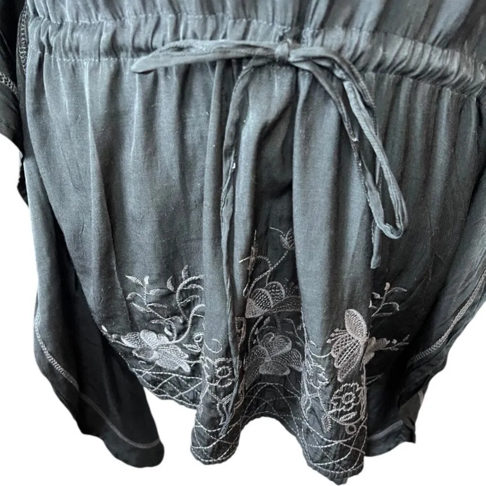 Monoreno black floral boho Embroidered swimsuit coverup swimwear neutral - Image 3