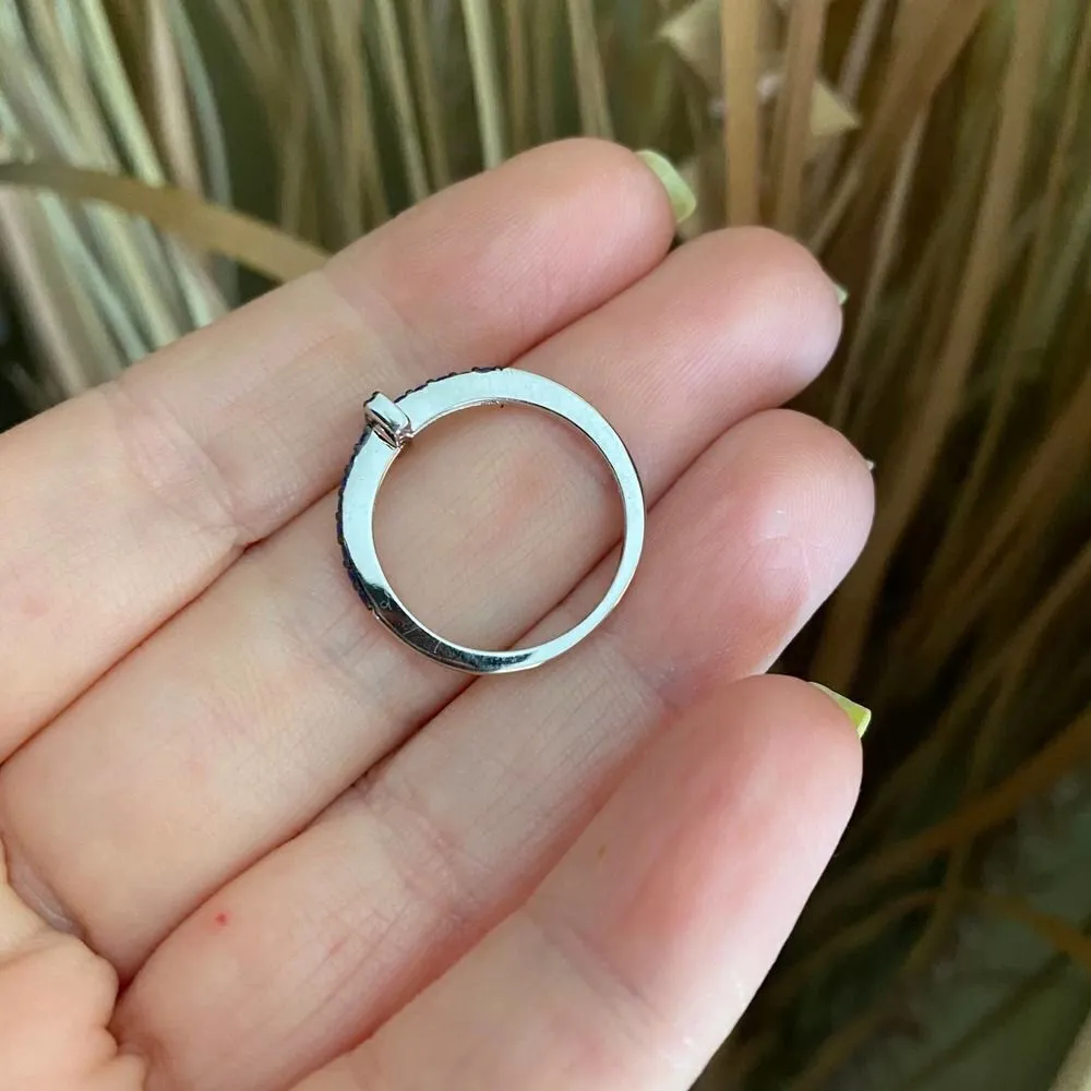 Blue Sapphire Cz Sterling Silver Sideways Cross Ring Size 7 - Image 8