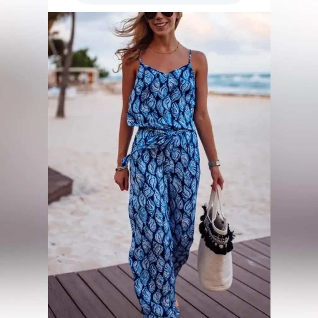 Lilly Pulitzer‎ Dusk Jumpsuit Shell High Tide L - Image 3