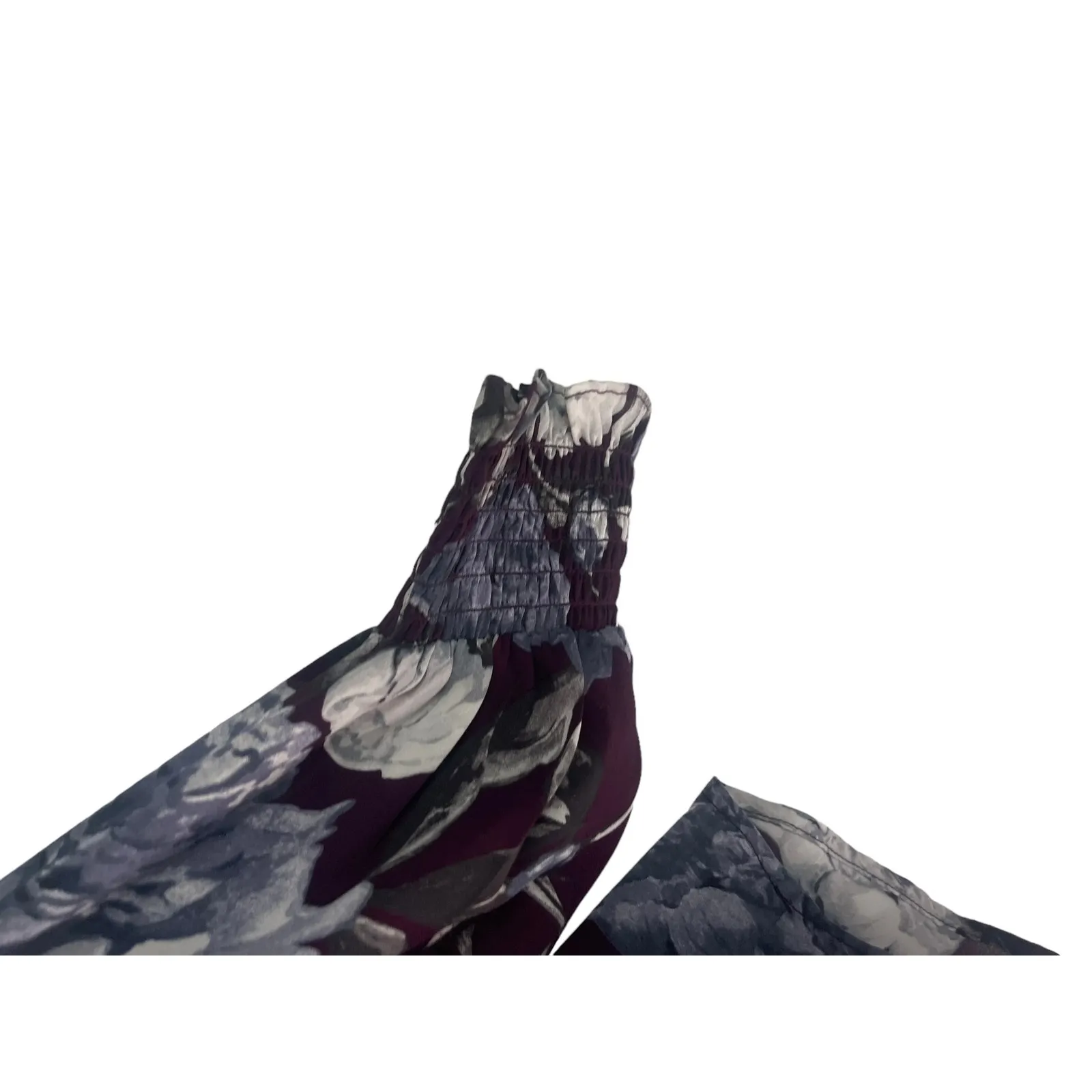 Loft‎ Outlet Women's Size XS Purple Floral Smocked Sleeve Babydoll Top - Image 4