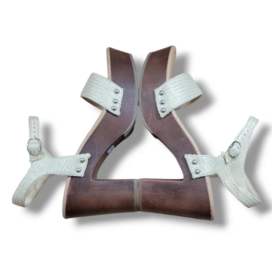 Torrid Shoes Size 9.5WW Jute Double Strap Woodgrain Platform Heel Sandal 4" Heel - Image 7