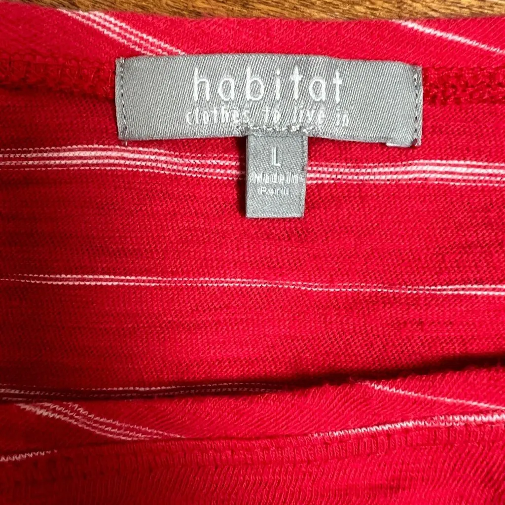 Habitat Top Womens Large Red Stripe Asymmetrical 3/4 Sleeve Clothes To Live In L - Image 8