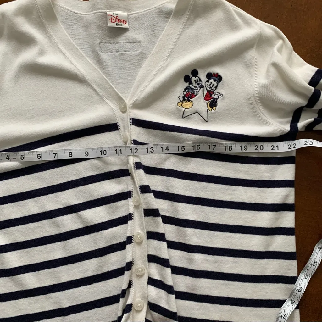 VTG Disney Store Cardigan And Tank Sweater Set Striped Mickey Minnie Large Sport - Image 14