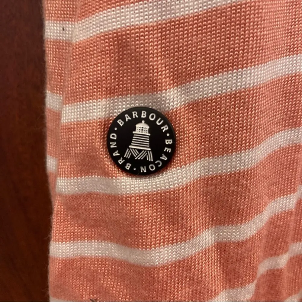 BARBOUR Nautical Summer Dress Pink and White Striped Size 8 - Image 6