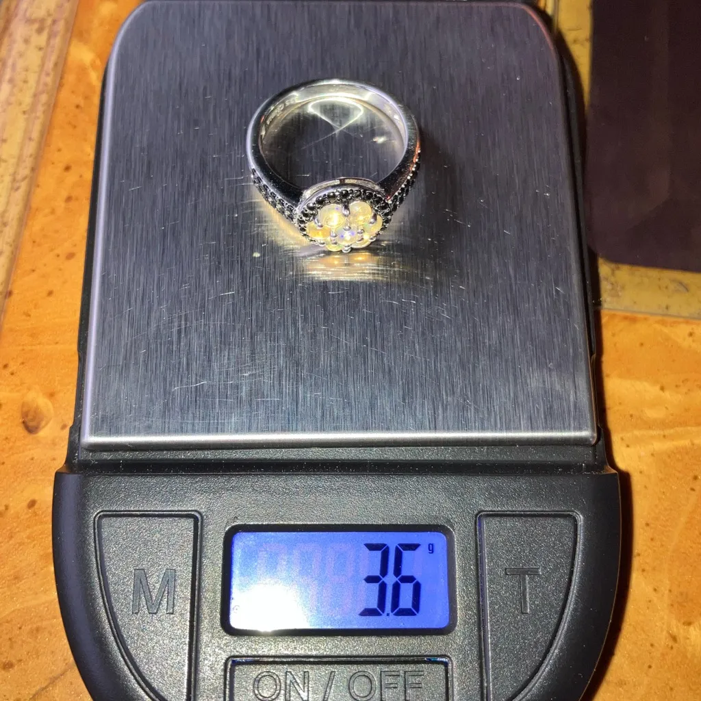 Natural Ethiopian Opal Black Spinel Sterling Silver Ring Size 8 - Image 9