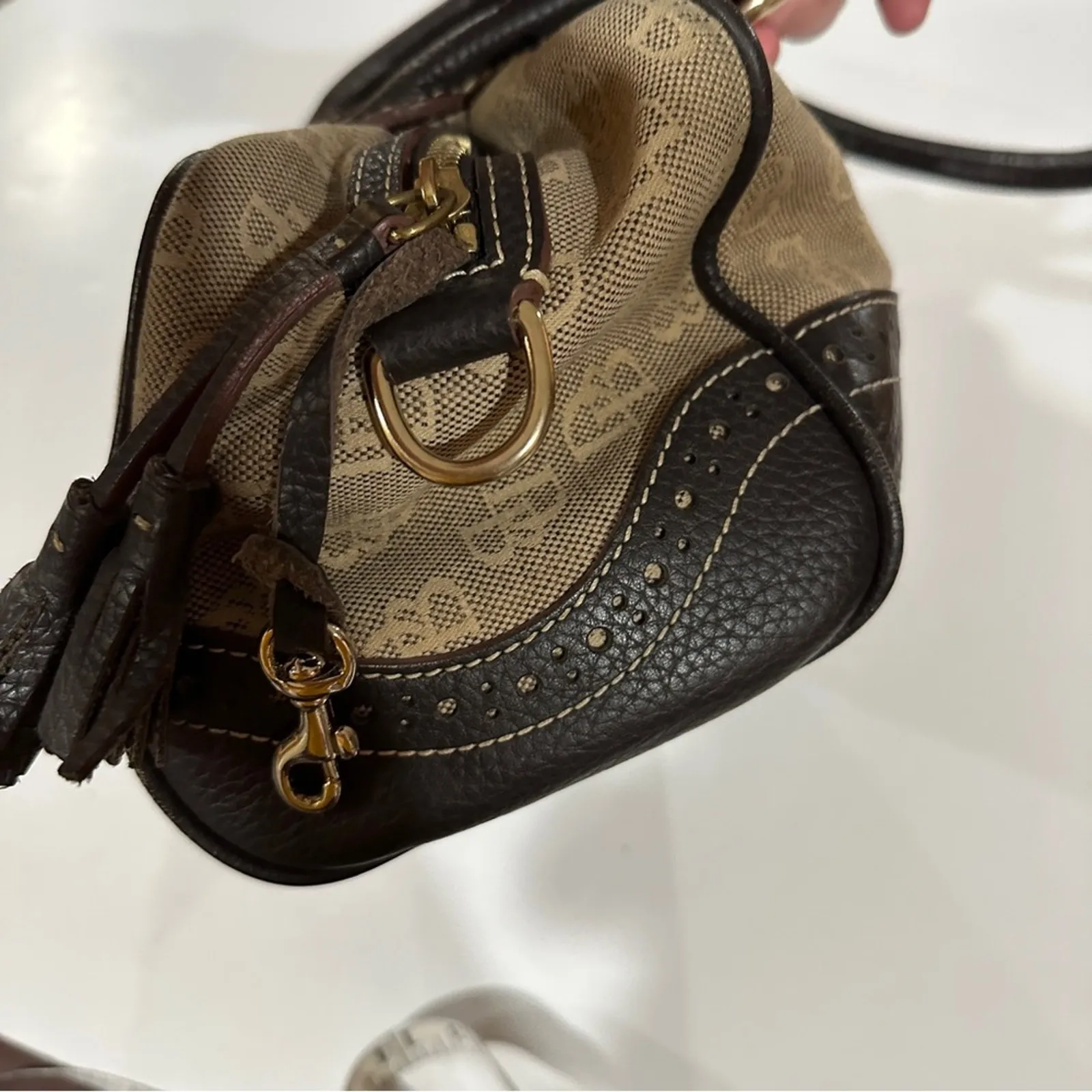 Vintage Dooney &‎ Bourke Canvas Leather Satchel Shoulder Bag - Image 8