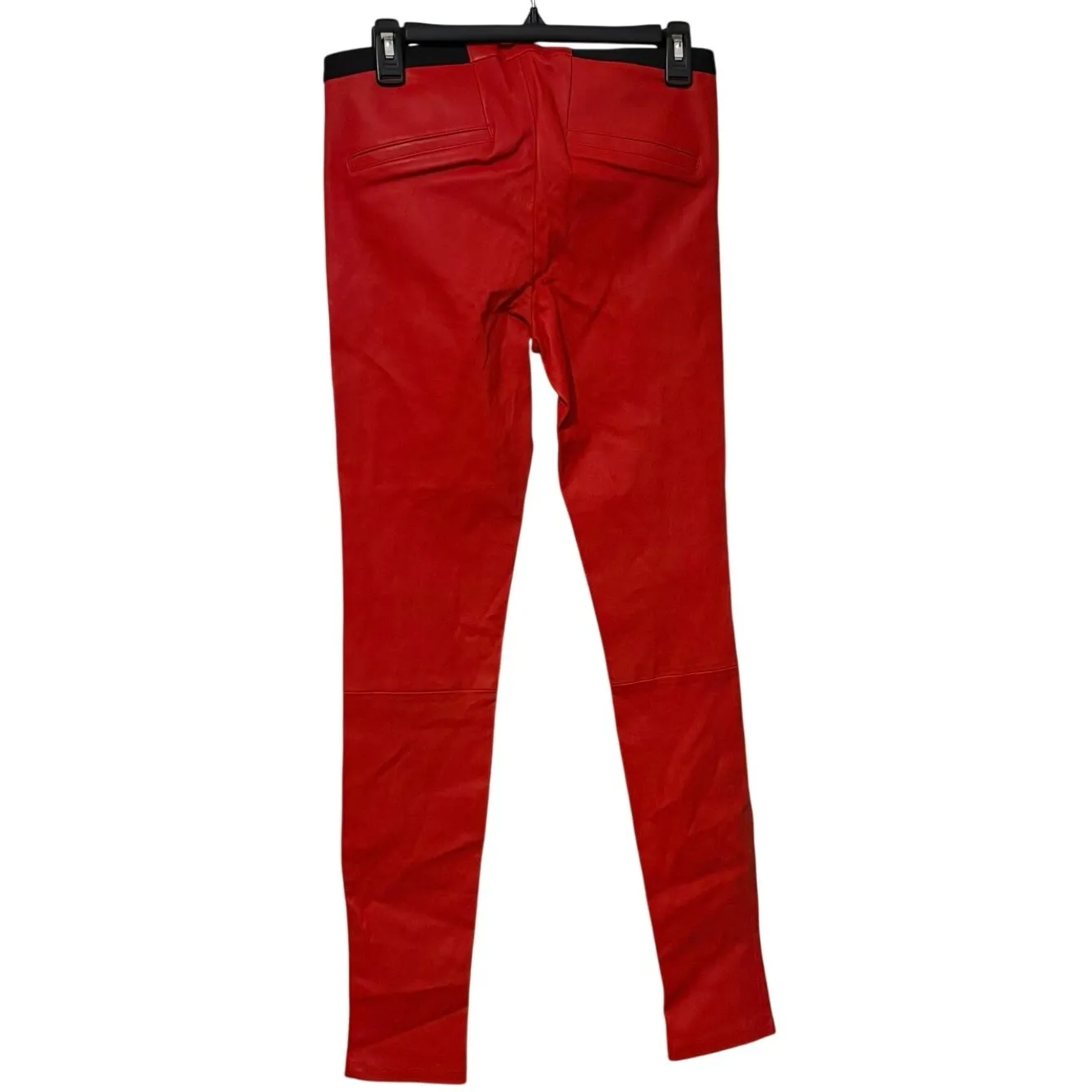 Helmut Lang 100% Lamb Leather Red Leggings Size 8 - Image 3