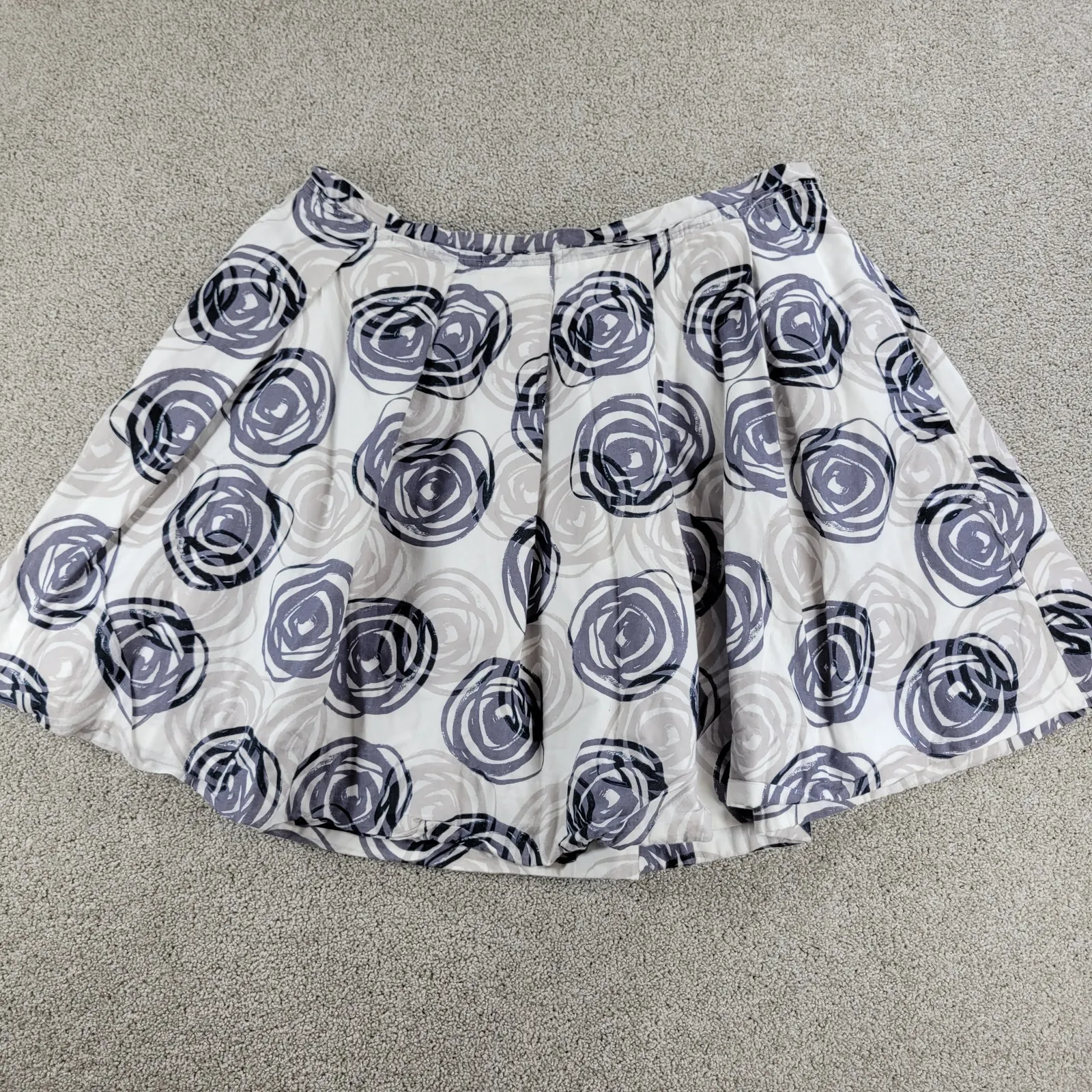 GAP Womens Skirt 16 White Blue Rosebud Abstract Swirl Pleated‎ Lined A - Image 3
